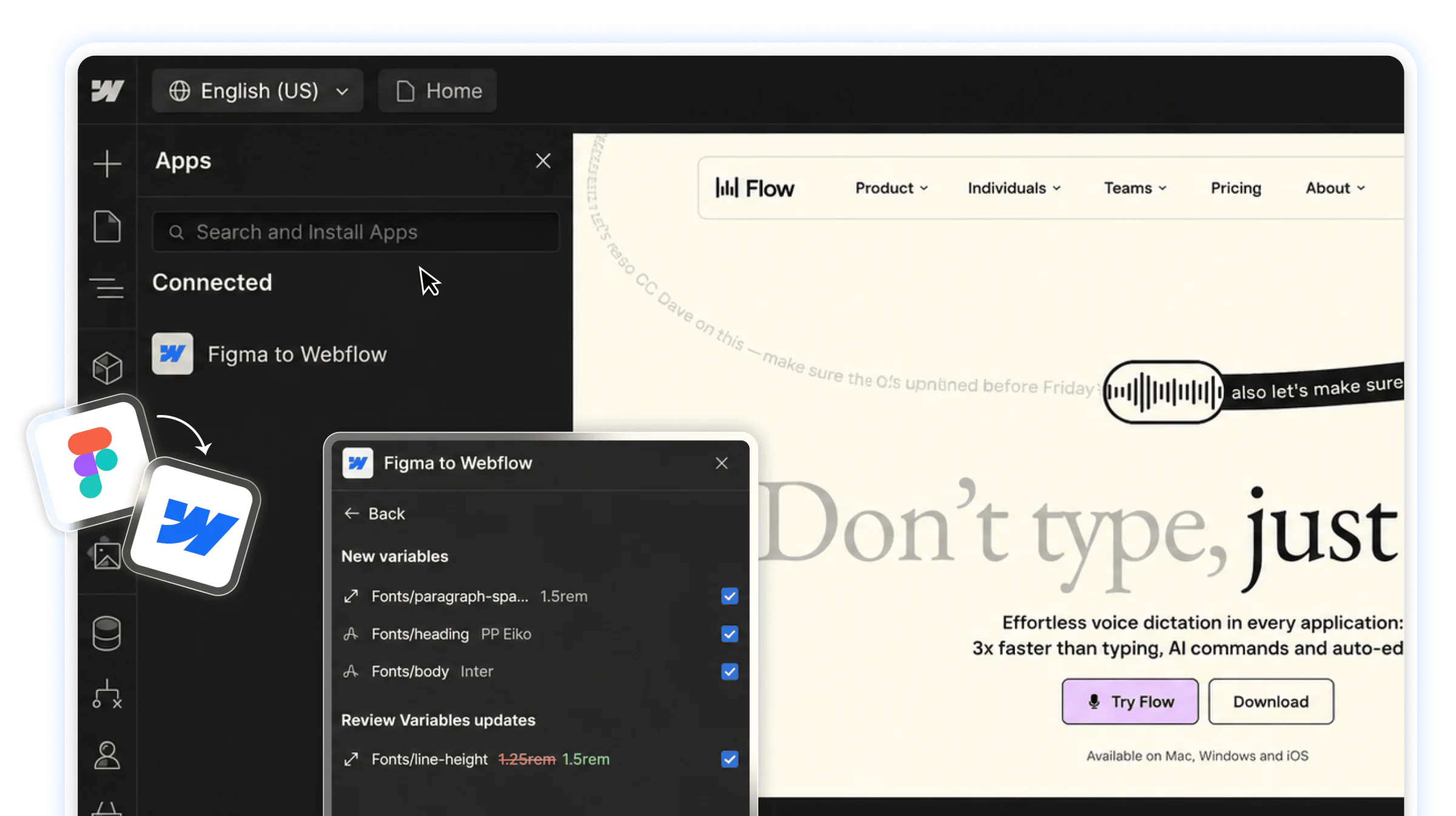 Figma to Webflow service preview